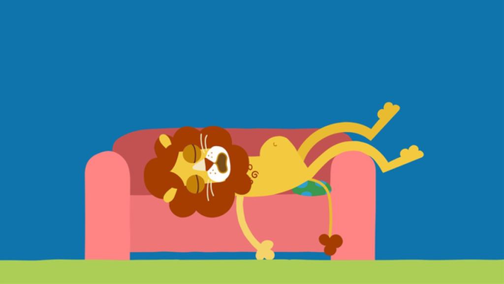 Rechte: KiKA/SWR/Studio FILM BILDER/Julia Ocker Der Löwe ist etwas faul.