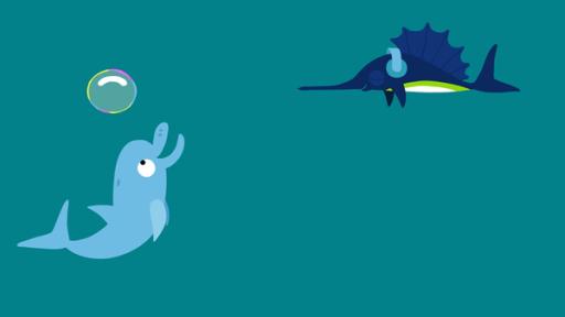 Rechte: KiKA/SWR/Studio FILM BILDER/Julia Ocker Der Delphin spielt selbstvergessen mit seiner schönen Blase.