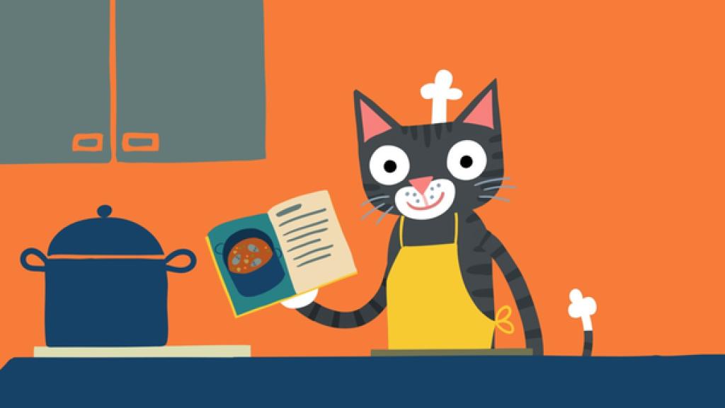 Rechte: KiKA/SWR/Julia Ocker Die Katze hat ein besonders leckeres Rezept: Mäusesuppe!