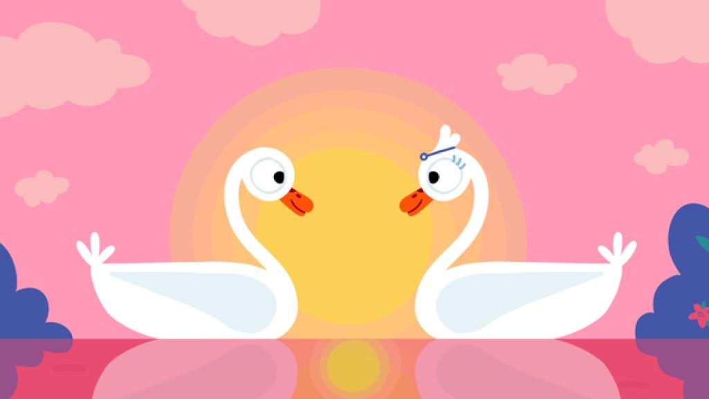 Rechte: KiKA/ SWR/ Julia Ocker / Studio Film Bilder Der Schwan und die Schwänin schauen sich in die Augen.