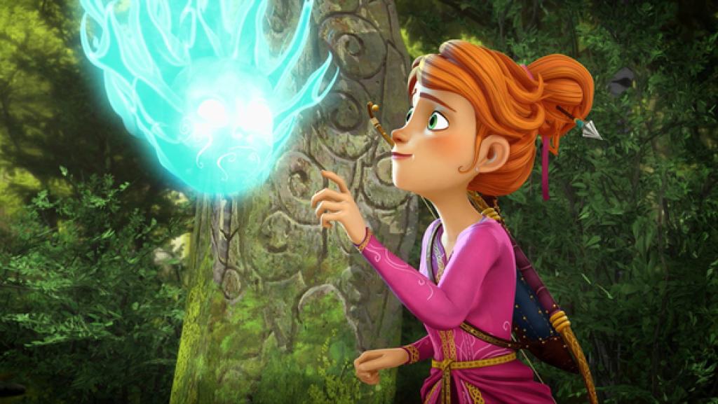 Ein Mädchen greift nach einem blauen Geist