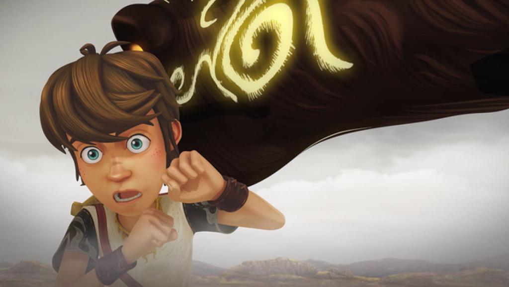 Arthur wird von einem Drachenwolf gepackt | Rechte: SWR Arthur wird von einem Drachenwolf gepackt