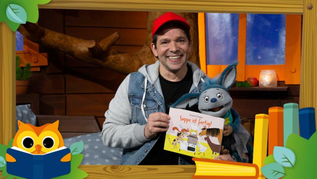 Juri und Fidi lesen das Kinderbuch: "Suppe ist fertig" | Rechte: KiKA Juri und Fidi lesen das Kinderbuch: "Suppe ist fertig"