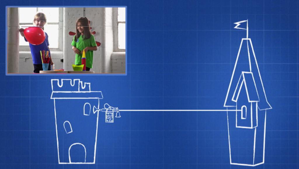 Prinzip der Schubkraft | Rechte: KiKA Collage: Skizze Ballon-Seilbahn und Kinder, die mit einem Ballon experimentieren