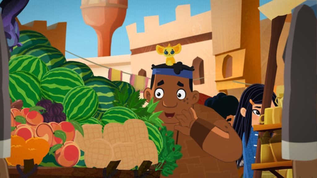 Luigi entdeckt Melonen auf dem Markt.