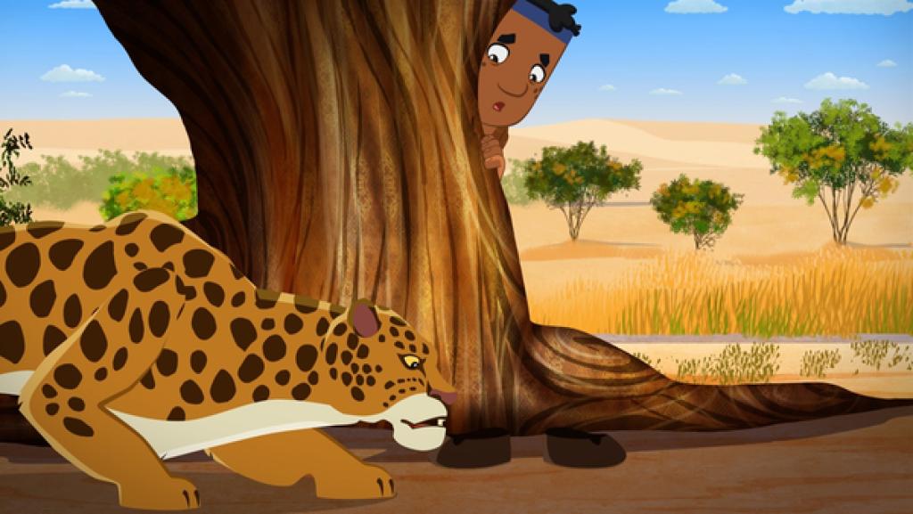 Rechte: MDR/MotionWorks Luigi versteckt sich vor einem Leoparden.