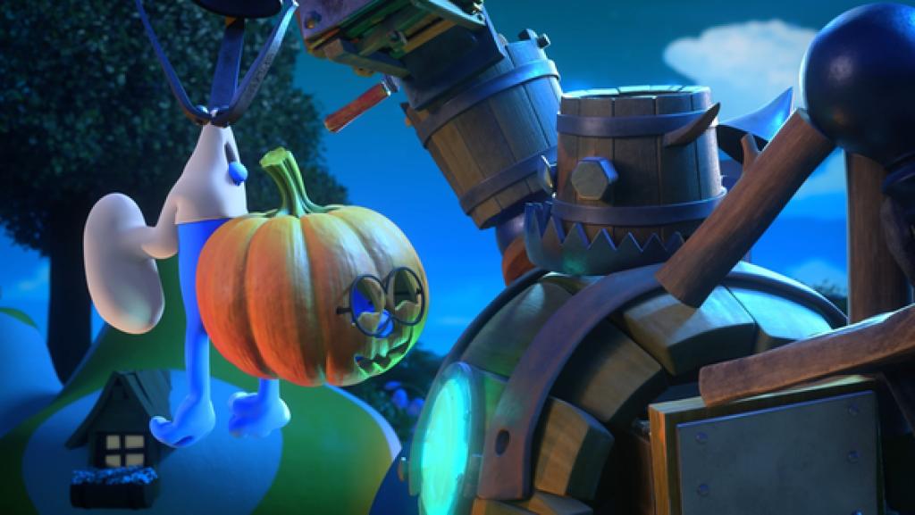 Nach einem Unfall mit gefährlichen Elixieren ist Fürchti in einem hölzernen Ungetüm gefangen. Die anderen Schlümpfe halten ihn für ein echtes Monster.