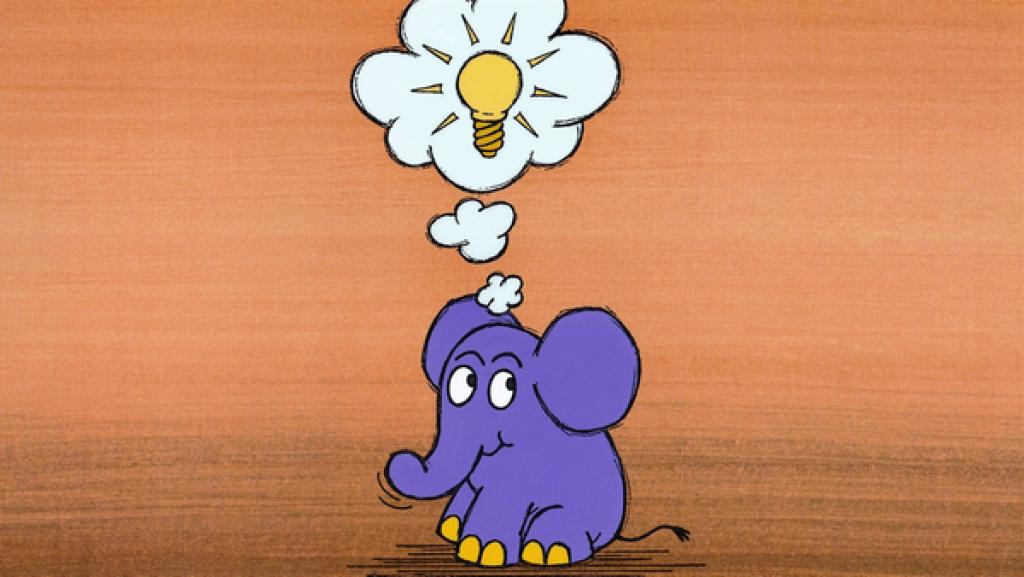 Der kleine blaue Elefant. Seinen ersten Auftritt in "Der Sendung mit dem Maus" hatte er im Februar 1975.