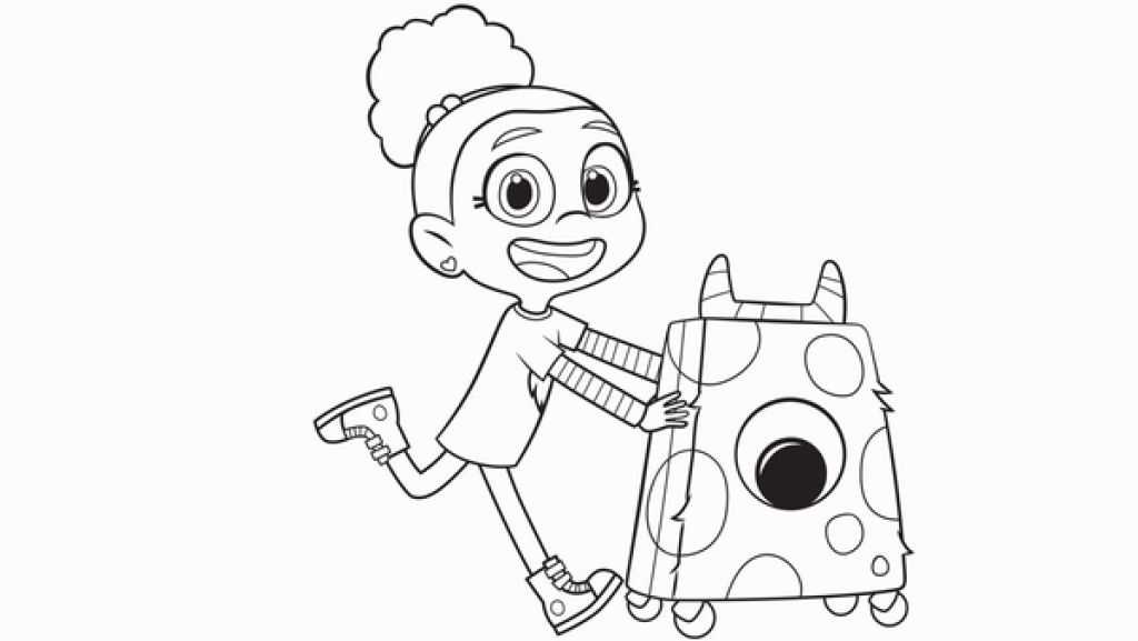 Esme und die Monsterkiste | Rechte: KiKA/Nelvana Male Esme und die Monsterkiste bunt an!