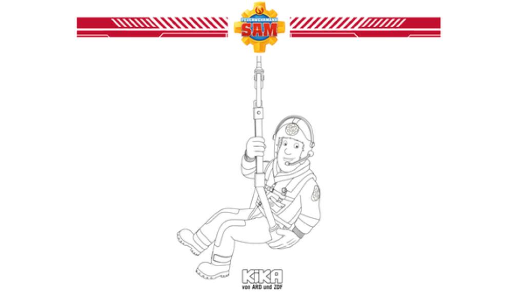 Aus der Luft | Rechte: Prism Art & Design, HIT Entertainment Feuerwehrmann Sam seilt sich von Wallaby ab.