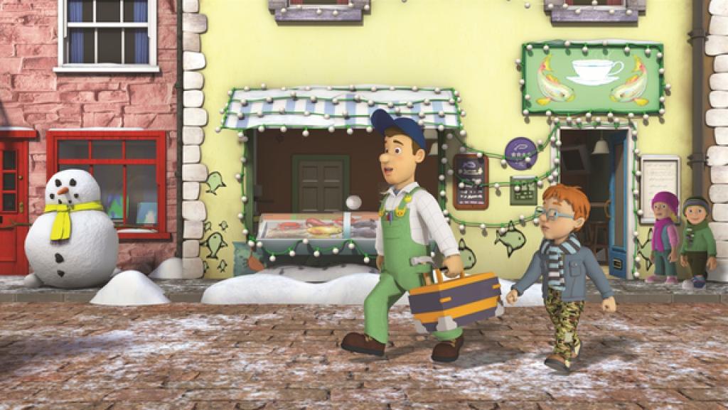 Rechte: KiKA/2011 Prism Art & Design Limited Norman bitte Mike auch das Geschäft seiner Mutter mit einer Lichterkette zu schmücken.