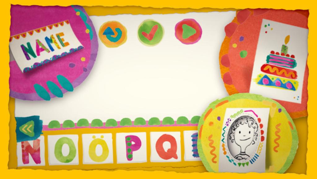 Buchstabenspiel ICH bin ICH | Rechte: KiKA Das Buchstabenspiel von "ICH bin ICH" mit bunt gemalten Buchstaben und Druckvorlagen für eine Einladungskarte, Tischkärtchen und Bilderrahmen.