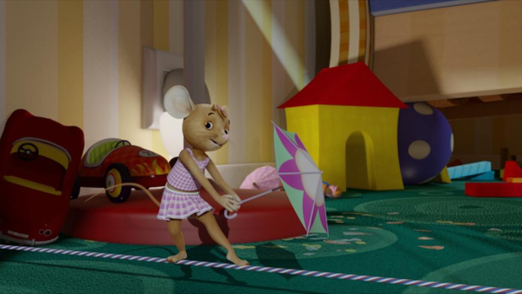 „Vorwärts gehen, auf die Zehen...“ Mit dem Schirm in der Hand und dem Glücksbringer Blümchen auf dem Kopf schwebt Naya fast wie ein Vögelchen auf dem Seil.