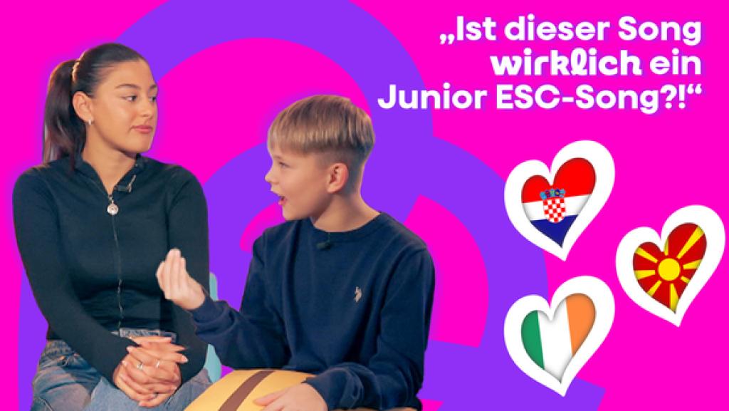 Susan und Bjarne vor pinkem Hintergrund. Neben ihnen Länderflaggen in Herzform.