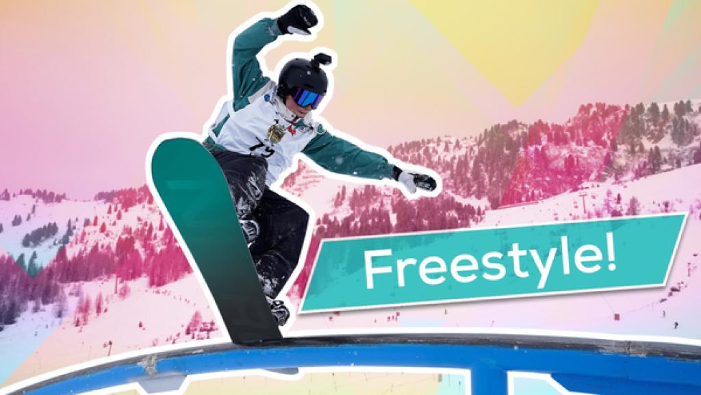 Rechte: KiKA/Filip Felix Beim Snowboard-Wettbewerb „Välley Rälley“ im Zillertal treten die größten Talente aus ganz Europa an. Ben begleitet Snowboard-Freestyler Mika beim Turnier.