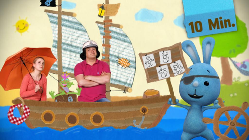 Anni, Christian und Kikaninchen sind auf einem Piratenschiff auf hoher See.