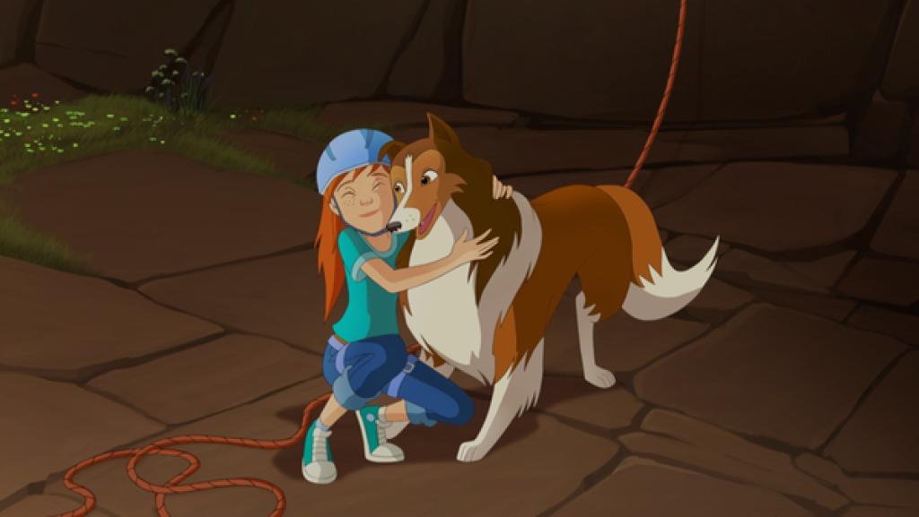 Zoe, ihre Eltern, Harvey und Lassie befreien Kletterer aus ihrer ausweglosen Situation.