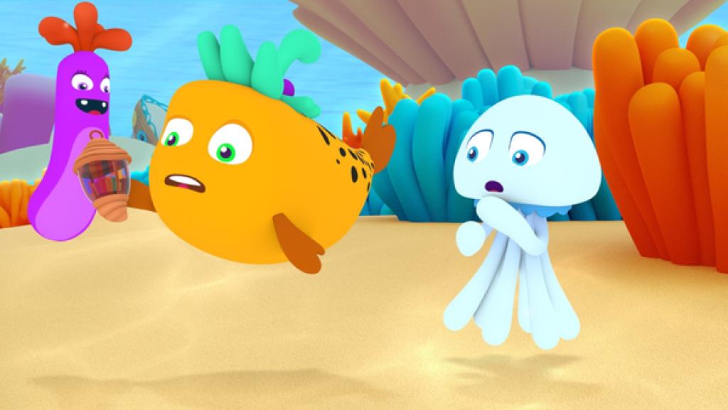 Buba nimmt Jellie die Laterne ab.