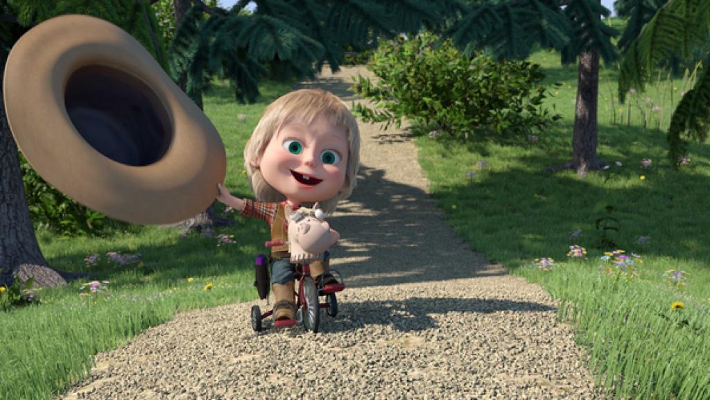 Mascha macht eine Fahrradtour und trifft auf dem Weg drei Schafe.