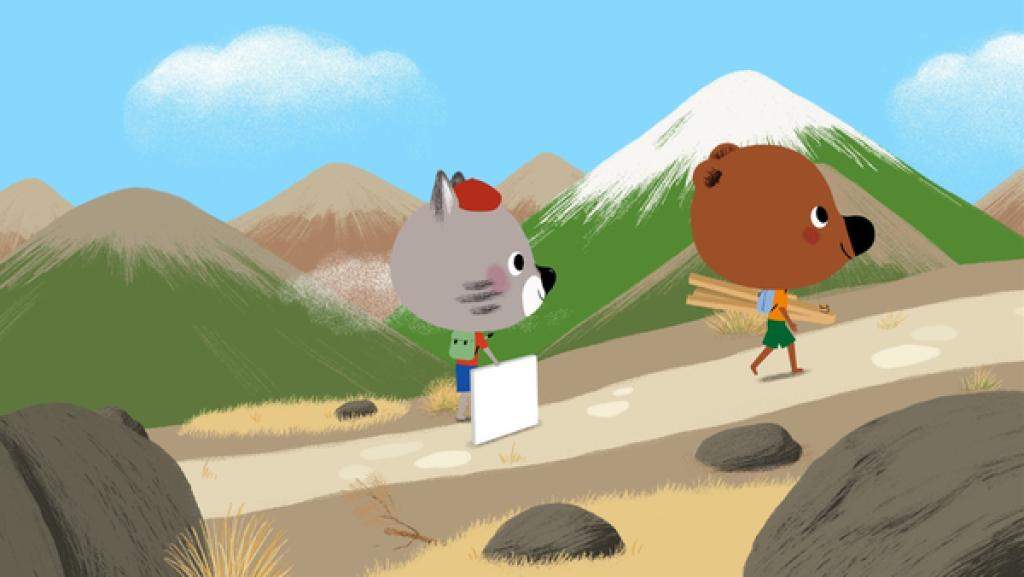 Api möchte mit Mouk und Chavapa etwas malen. Chavapa ist schon ganz begeistert, dass sein künstlerisches Talent endlich zur Geltung kommen soll. 