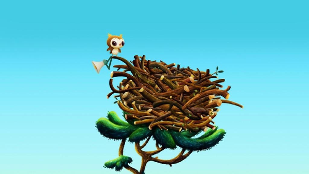 Rechte: KiKA/Sixteen South & Letko Odo möchte ein großes Nest bauen, und versucht, sich bei den großen Vögeln einzureihen.