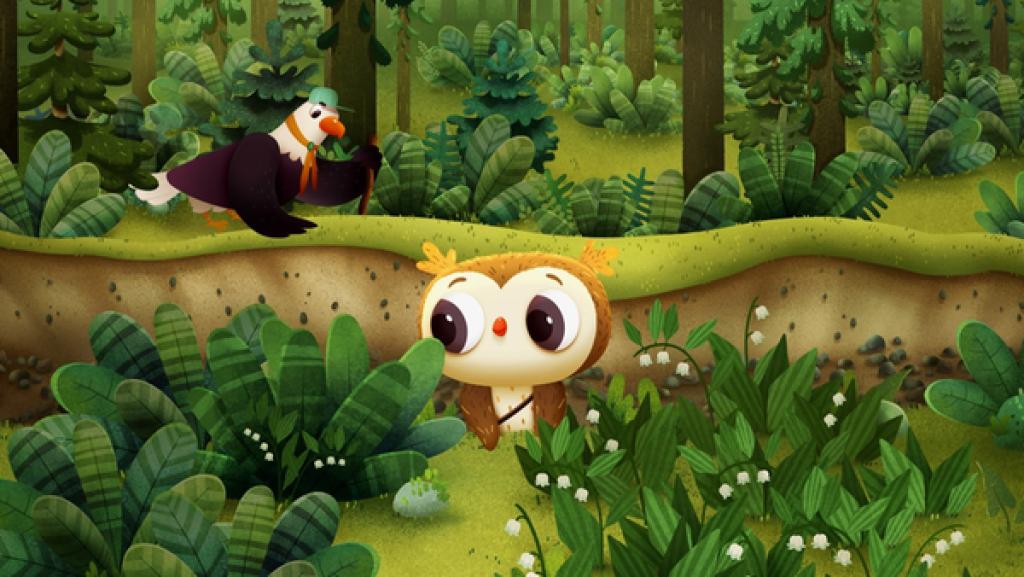 Rechte: KiKA/Sixteen South & Letko Die Campleiterin nimmt Odo mit auf einen Wanderpfad, der vor vielen Jahren geschlossen wurde.