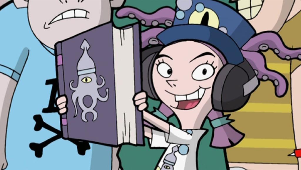 Eine Musikkrake, die aus ihren Kopfhörerfangarmen die neuesten Hits spielt, sorgt für jede Menge Ärger.