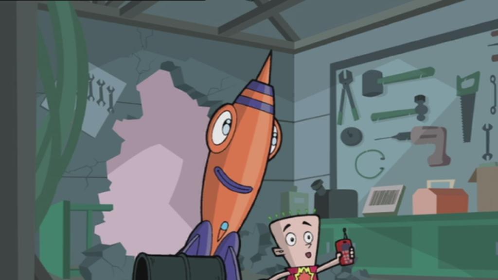 Vinnie Q und Rocket in einer Werkstatt. 