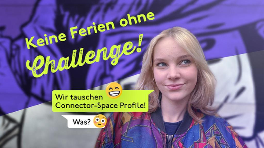 Schloss Einstein Trust Challenge - Keine Ferien ohne Challenge! | Rechte: MDR Julia hat die ultimative Challenge-Idee: Sie und Colin tauschen Connector-Space-Profile. Man darf im Namen der anderen Person posten. Wer auflöst, verliert.