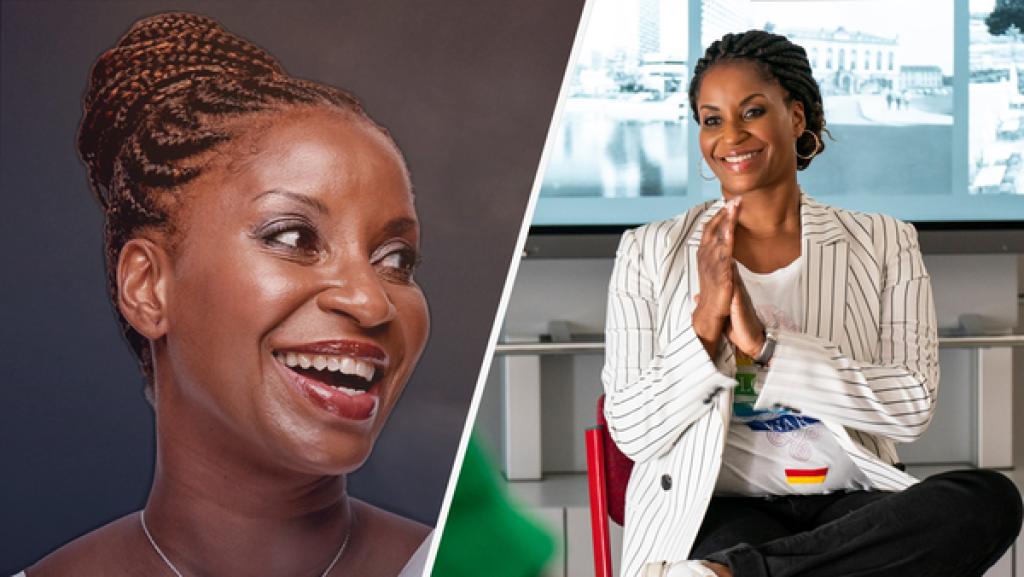 Rechte: mdr / Saxonia Media / Thomas Dietze Collage: Liz Baffoe neben ihrer Schloss-Einstein-Rolle Changa Miesbach