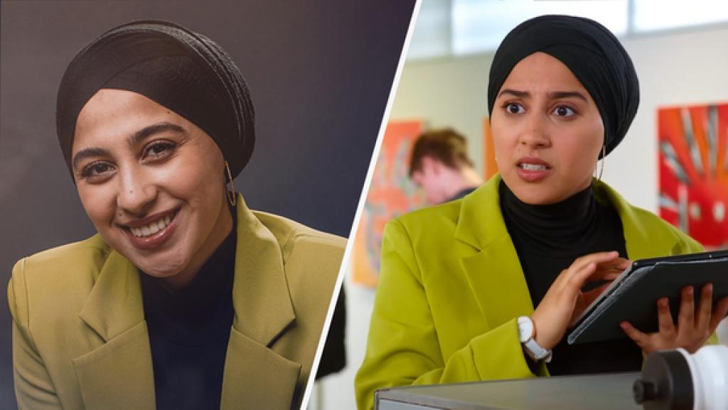 Rechte: mdr / Saxonia Media / Thomas Dietze / Adrian Gross Collage: Tua El-Fawwal neben ihrer Schloss-Einstein-Rolle Emilia Amani