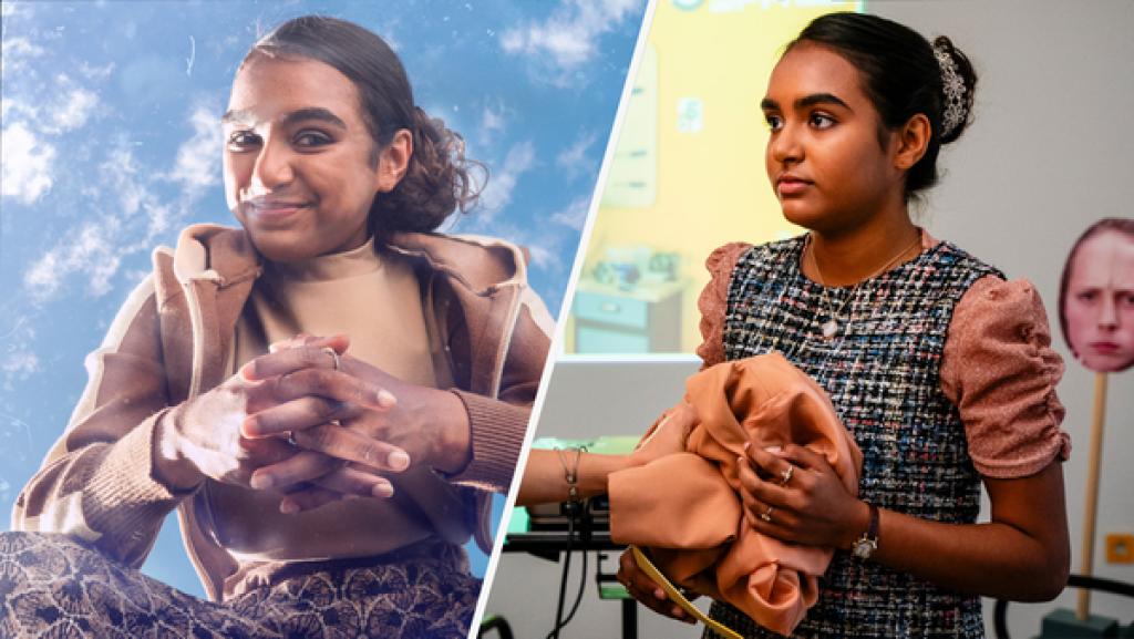 Rechte: mdr / Saxonia Media / Thomas Dietze Collage: Sophia Leonie Mauritz neben ihrer Schloss-Einstein-Rolle Reena Kumari