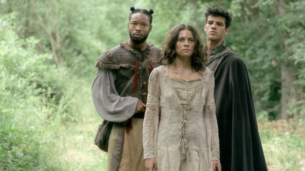 Das Märchen von der Zauberflöte | Rechte: WDR/Nicole Briese Treffen zufällig auf Prinzessin Pamina (Harriet Herbig-Matten): Papageno (Dimitri Abold, l) und Tamino (Ilyes Raoul, r)