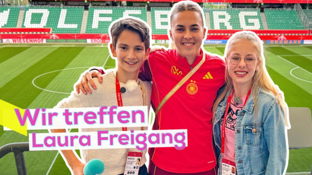 Laura Freigang trifft Lea und Dimi zum Interview | Rechte: KiKA / Jacqueline Kupey