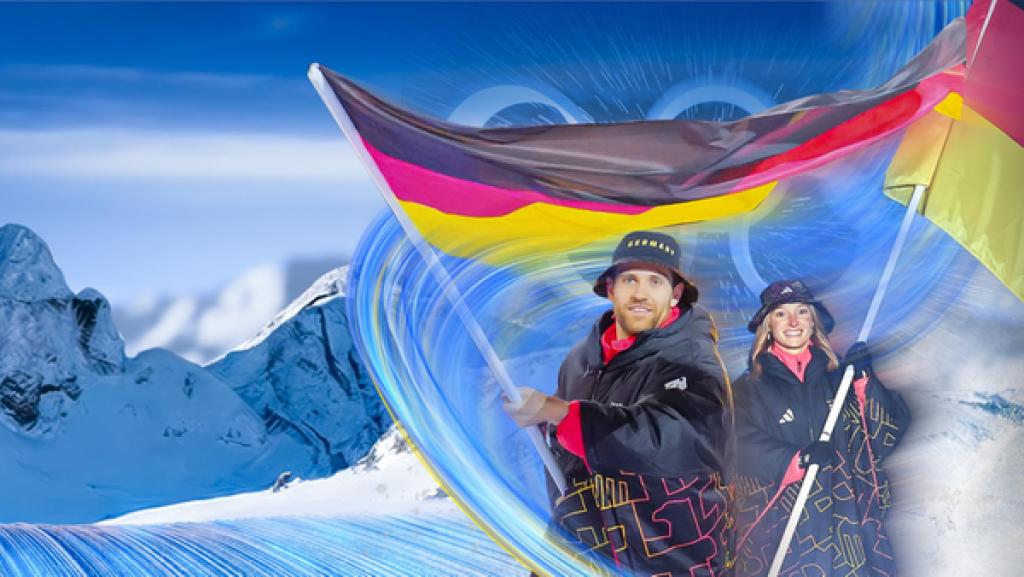 Leon Draisaitl und Katharina Schmid bei der Eröffnungsfeier