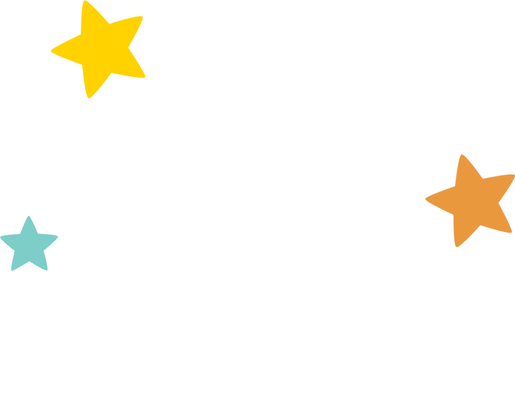 Logo der Serie "Stark mit Fidi" und bunte Sterne