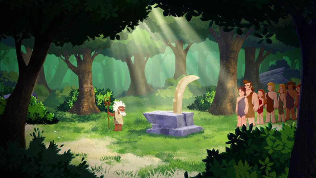 Jedes Jahr versuchen alle Bewohner das große Horn aus dem Felsen zu ziehen. Derjenige, dem es gelingt, wird als Auserwählter verehrt.