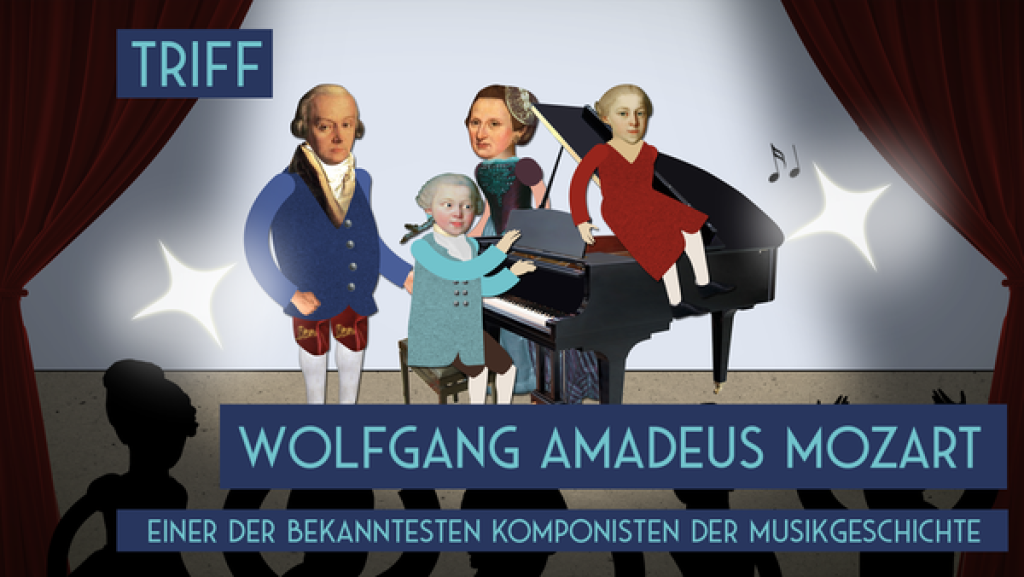 Triff Wolfgang Amadeus Mozart – Einen der bekanntesten Komponisten der Musikgeschichte. | Rechte: KiKA Triff Wolfgang Amadeus Mozart – Einen der bekanntesten Komponisten der Musikgeschichte. | Rechte: KiKA