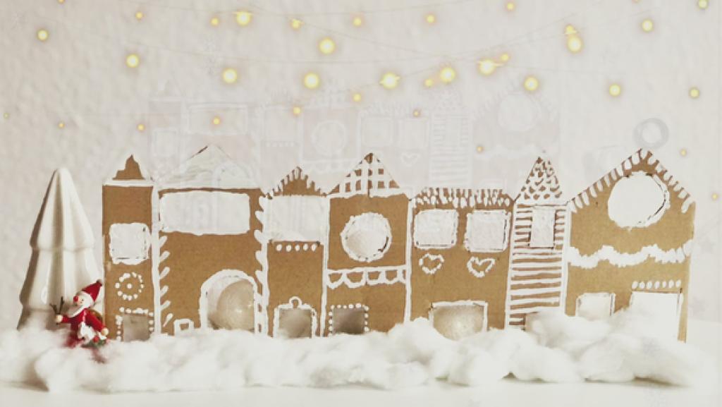 So bastelst du eine Lebkuchenstadt | Rechte: KiKA Lebkuchenstadt am Fenster